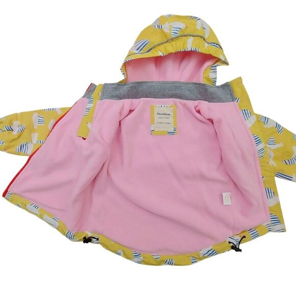 Meanbear Jacket 3/4 Toddler Yellow Hooded Fleece Lined Asymmetric Zip Cozy - Picture 6 of 12